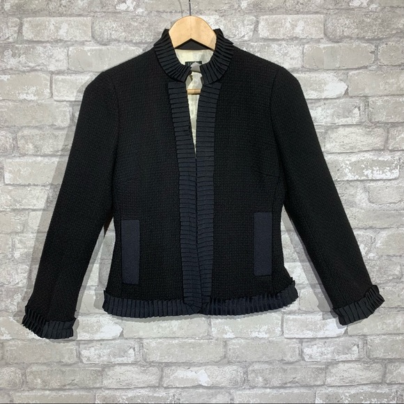 J. Crew Factory Jackets & Blazers - J. CREW WOOL BLEND BLAZER WITH RIBBON TRIM. HOOK AND LOOP CLOSURE. CUFF DETAIL.